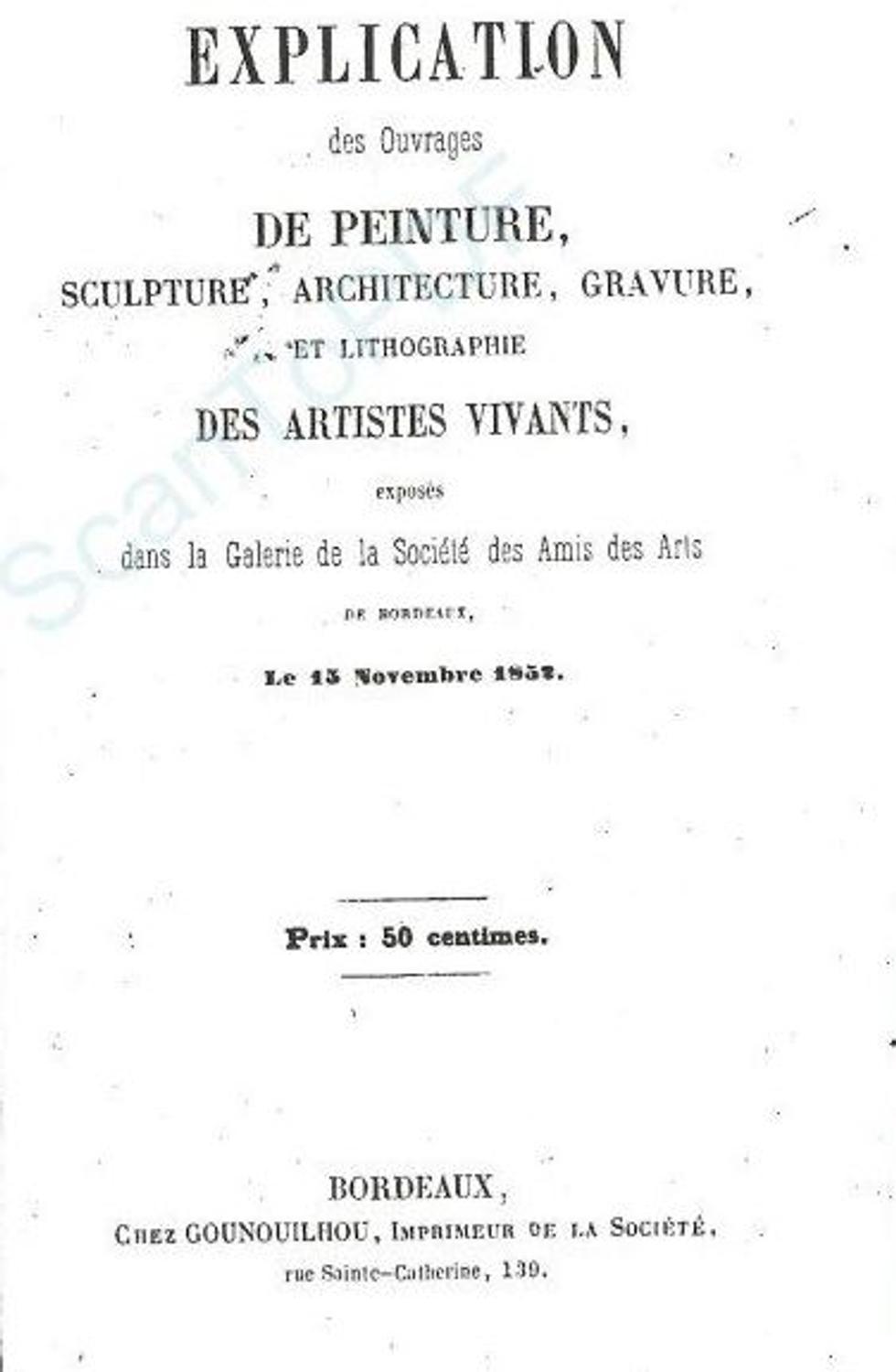 lien vers le catalogue 1852 de la Société des Amis des Arts de Bordeaux