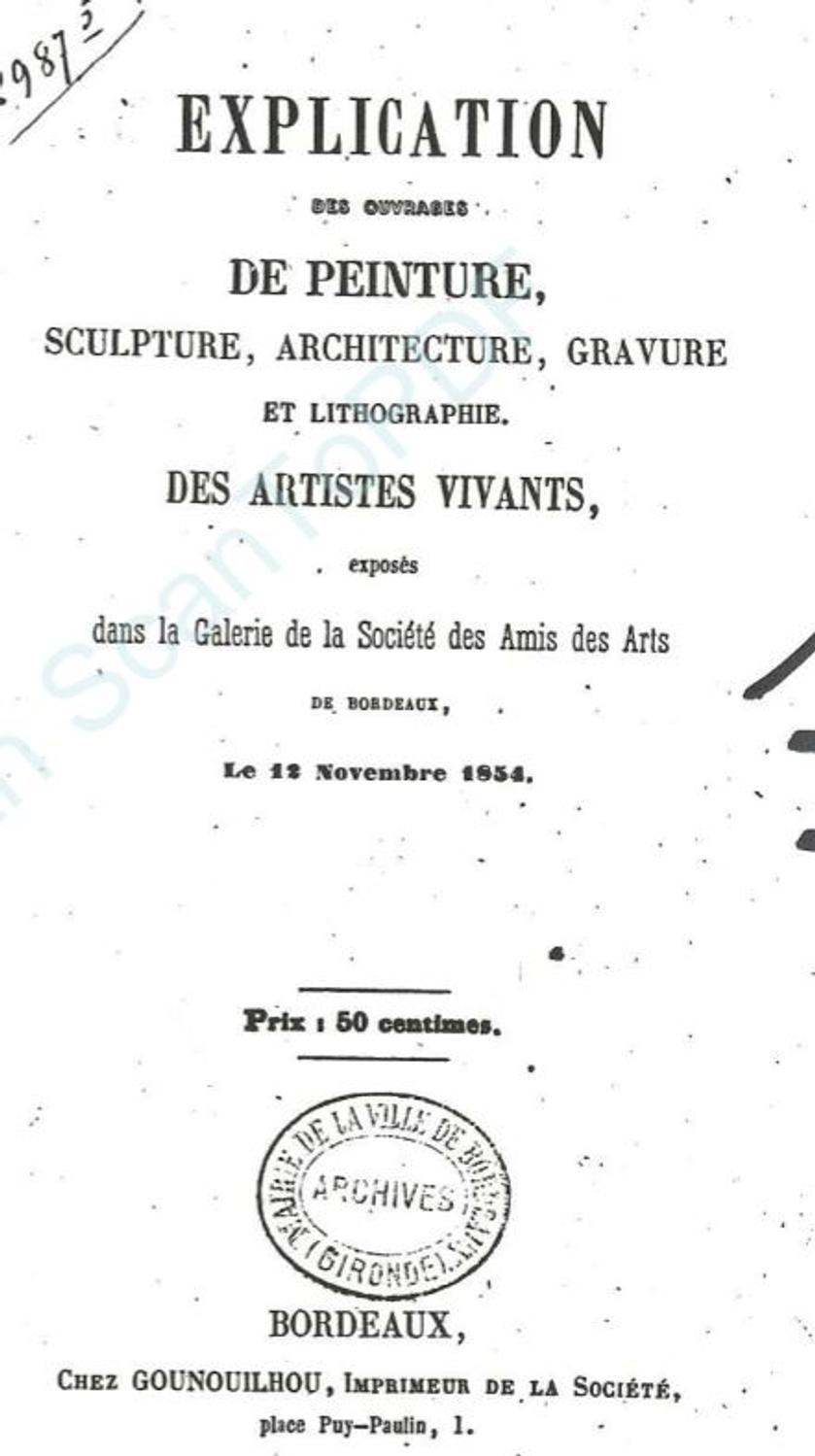 lien vers le catalogue 1854 de la Société des Amis des Arts de Bordeaux