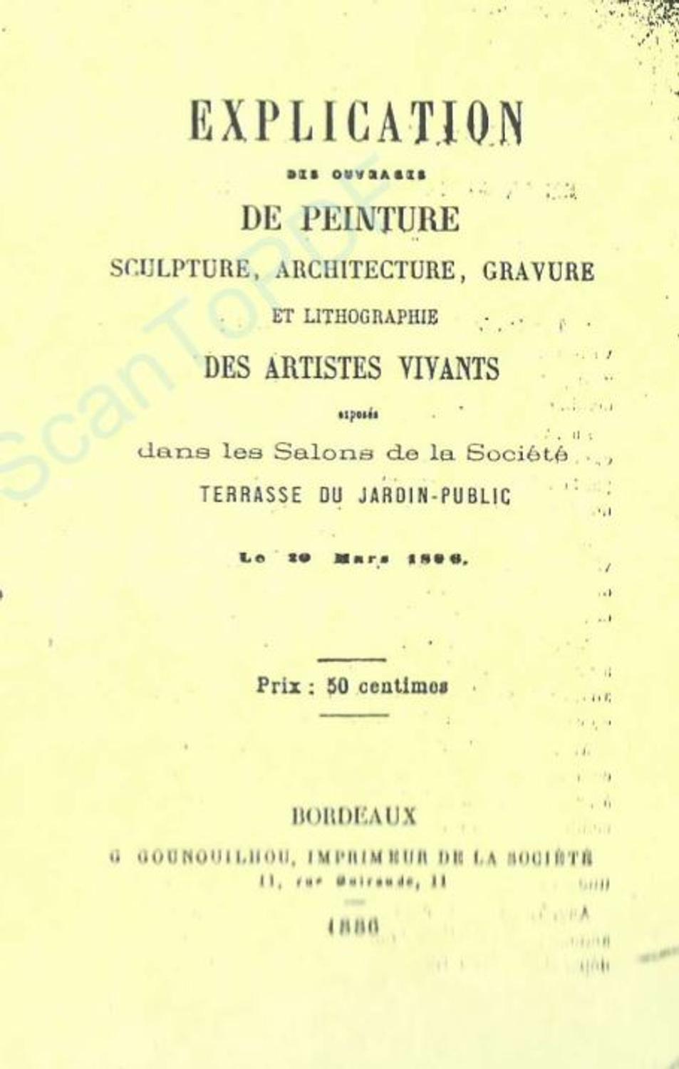 Couverture du catalogue 1886 de la Société des Amis des Arts de Bordeaux