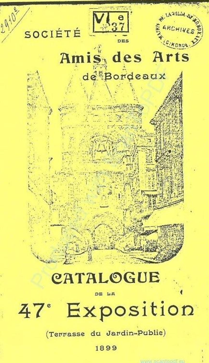 Couverture du catalogue 1899 de la Société des Amis des Arts de Bordeaux