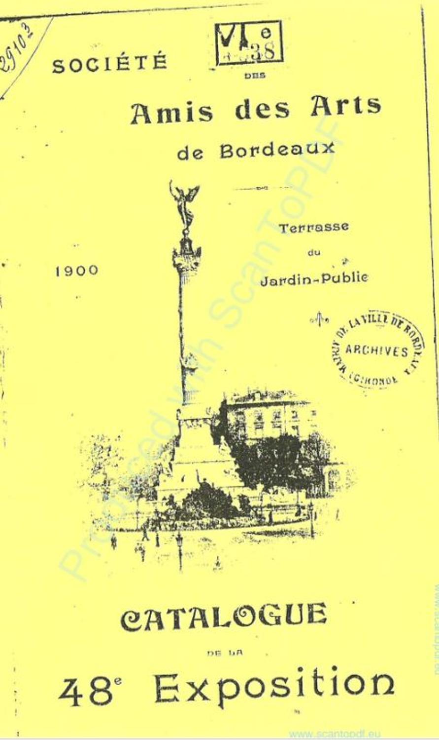 Couverture du catalogue 1900 de la Société des Amis des Arts de Bordeaux