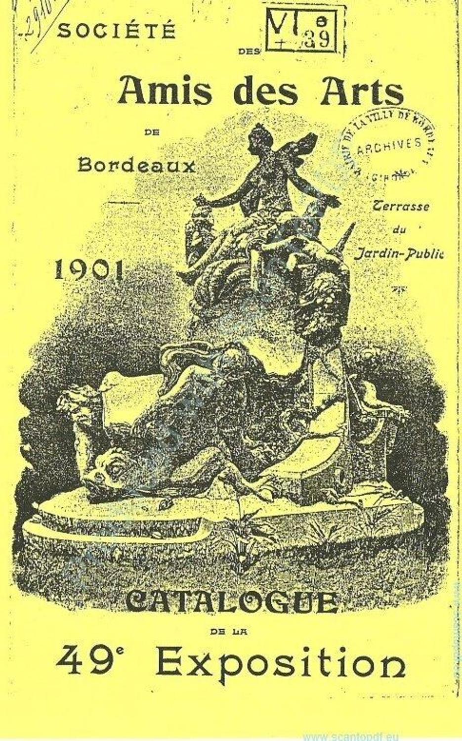 Couverture du catalogue 1901 de la Société des Amis des Arts de Bordeaux