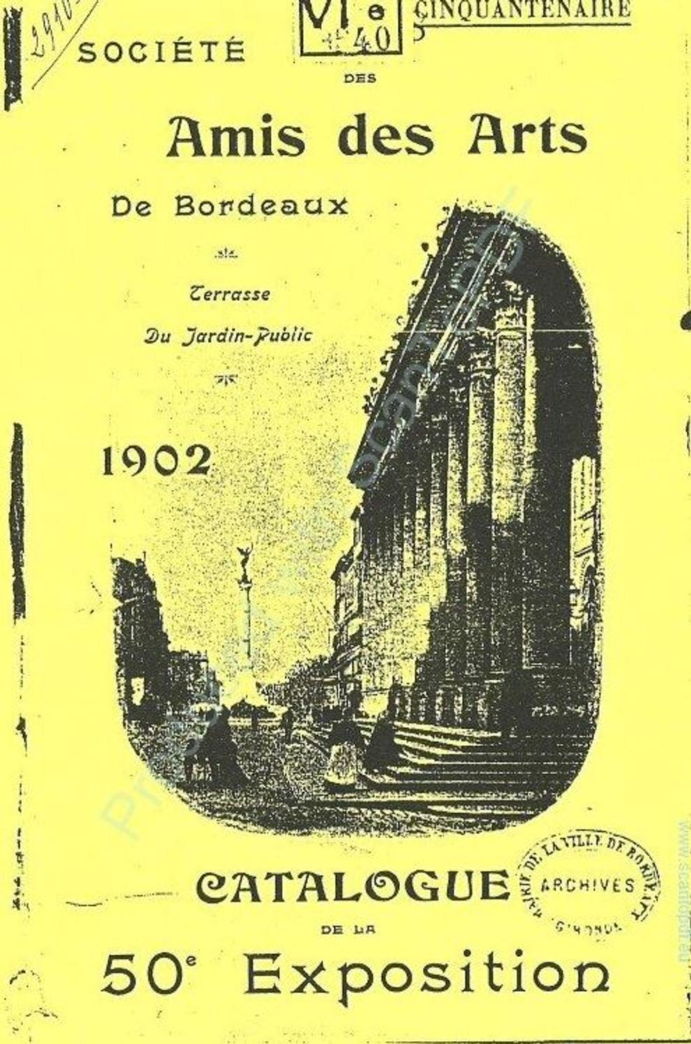 Couverture du catalogue 1902 de la Société des Amis des Arts de Bordeaux