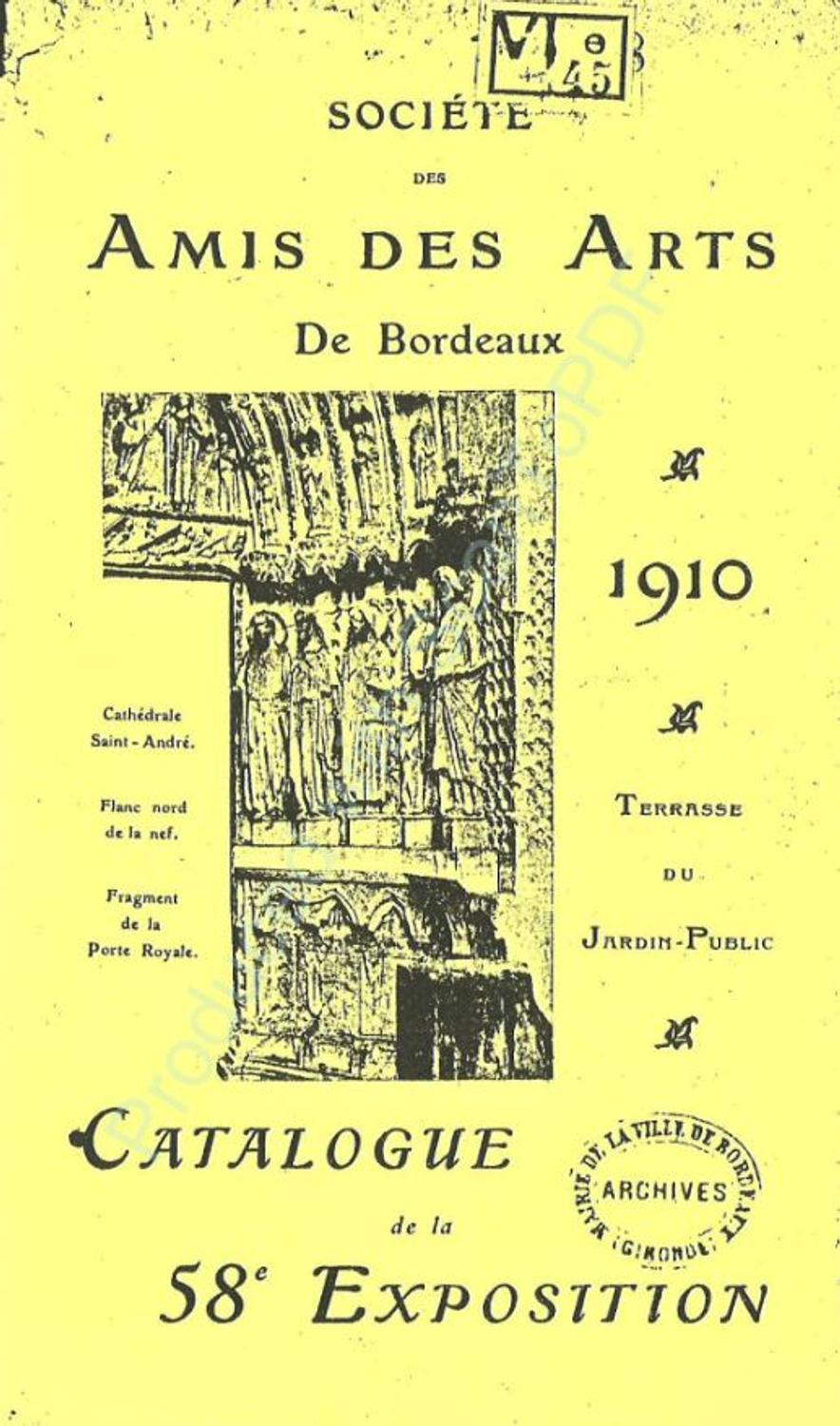 Couverture du catalogue 1910 de la Société des Amis des Arts de Bordeaux