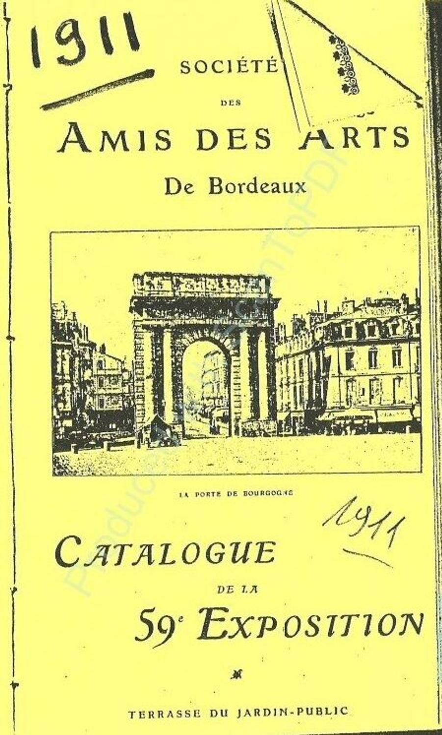 Couverture du catalogue 1911 de la Société des Amis des Arts de Bordeaux