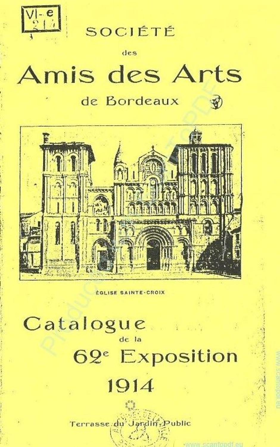 Couverture du catalogue 1914 de la Société des Amis des Arts de Bordeaux