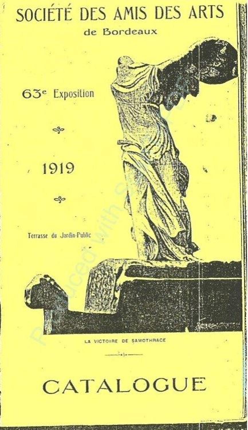 Couverture du catalogue 1919 de la Société des Amis des Arts de Bordeaux