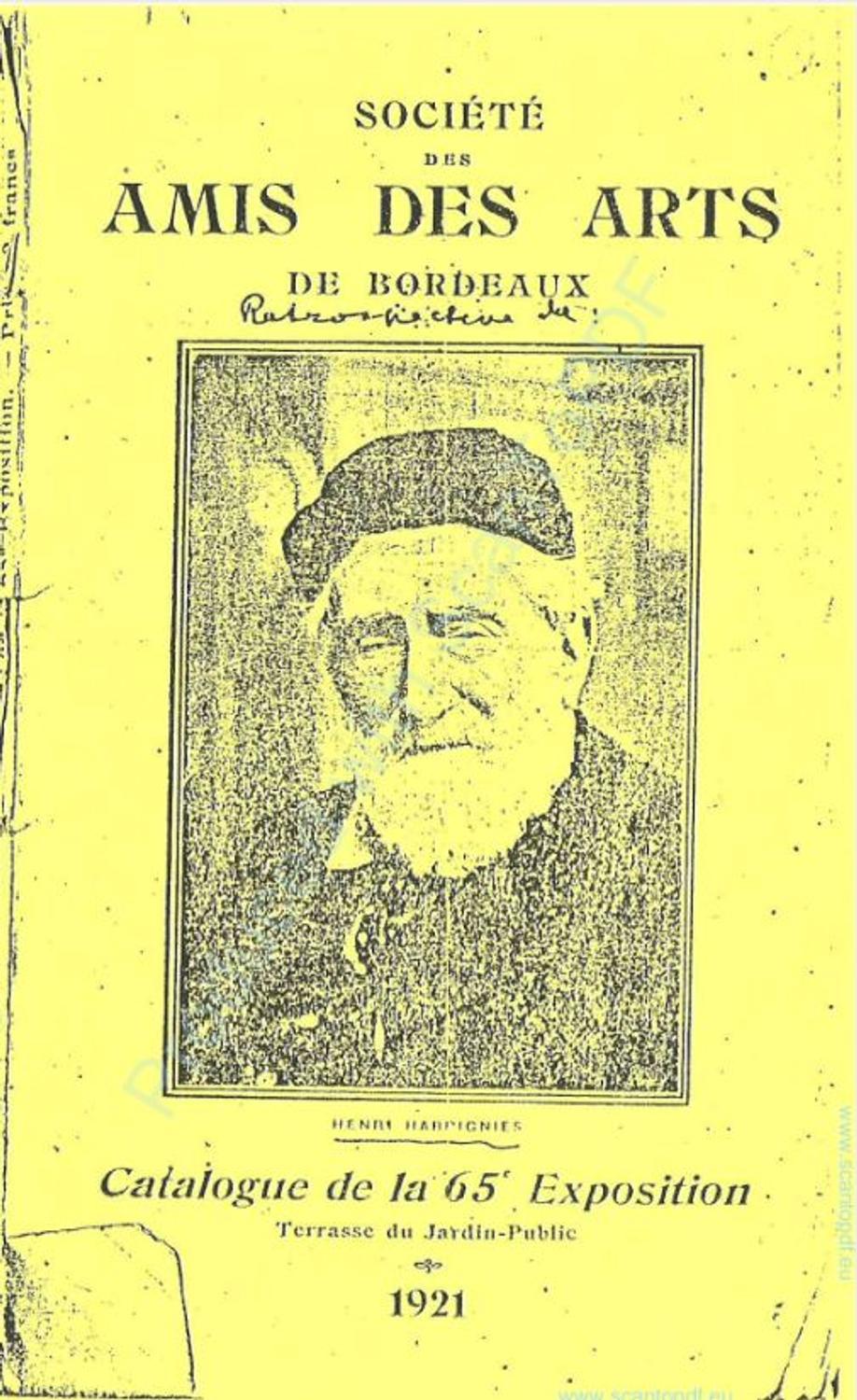 Couverture du catalogue 1921 de la Société des Amis des Arts de Bordeaux