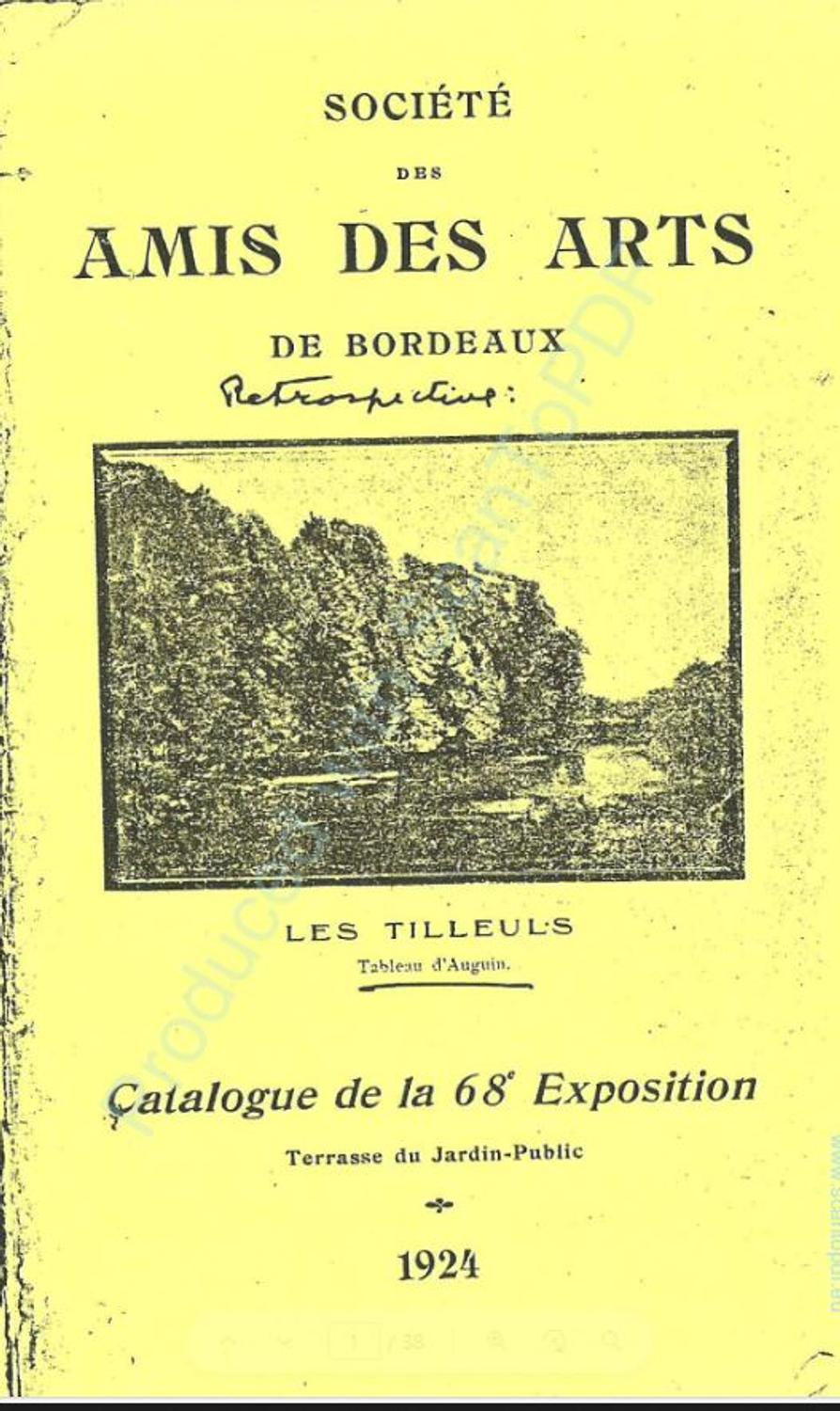 Couverture du catalogue 1924 de la Société des Amis des Arts de Bordeaux