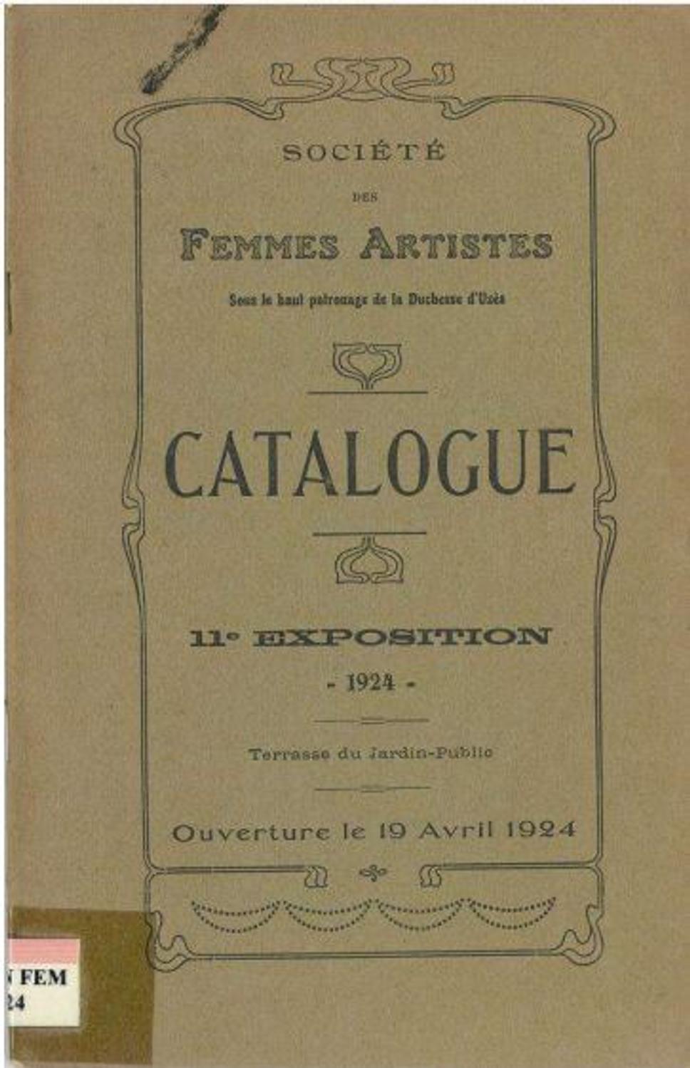 Couverture du catalogue de la Société des Femmes Artistes 1924