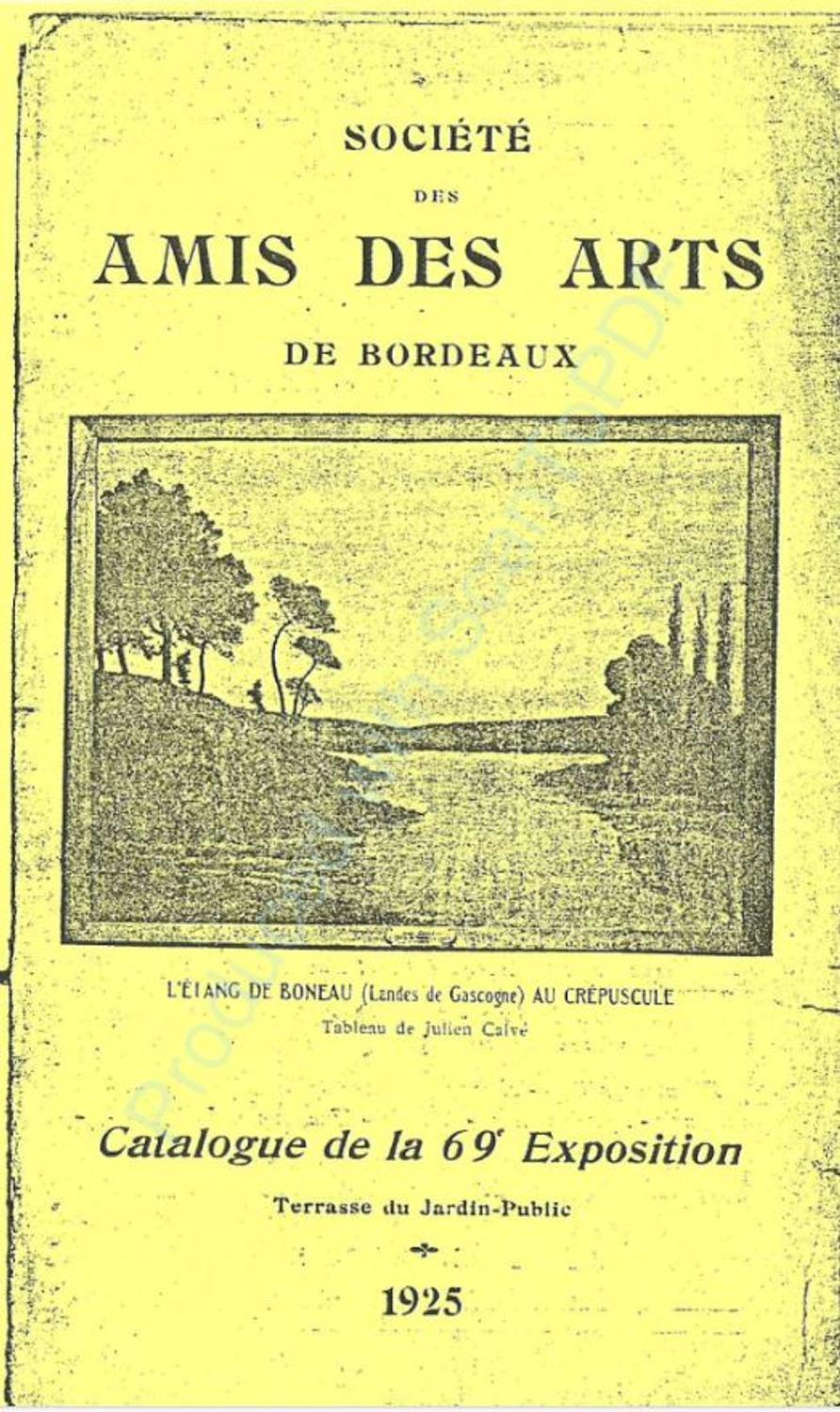 Couverture du catalogue 1925 de la Société des Amis des Arts de Bordeaux