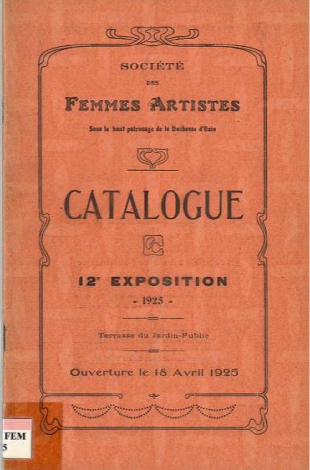 Couverture du catalogue de la Société des Femmes Artistes 1925