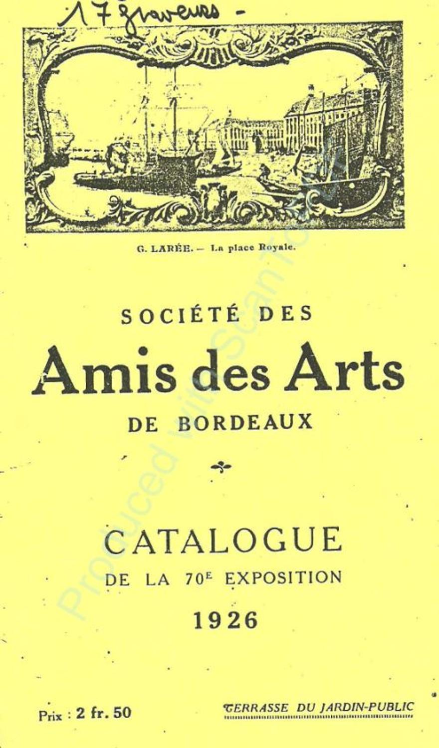 Couverture du catalogue 1926 de la Société des Amis des Arts de Bordeaux