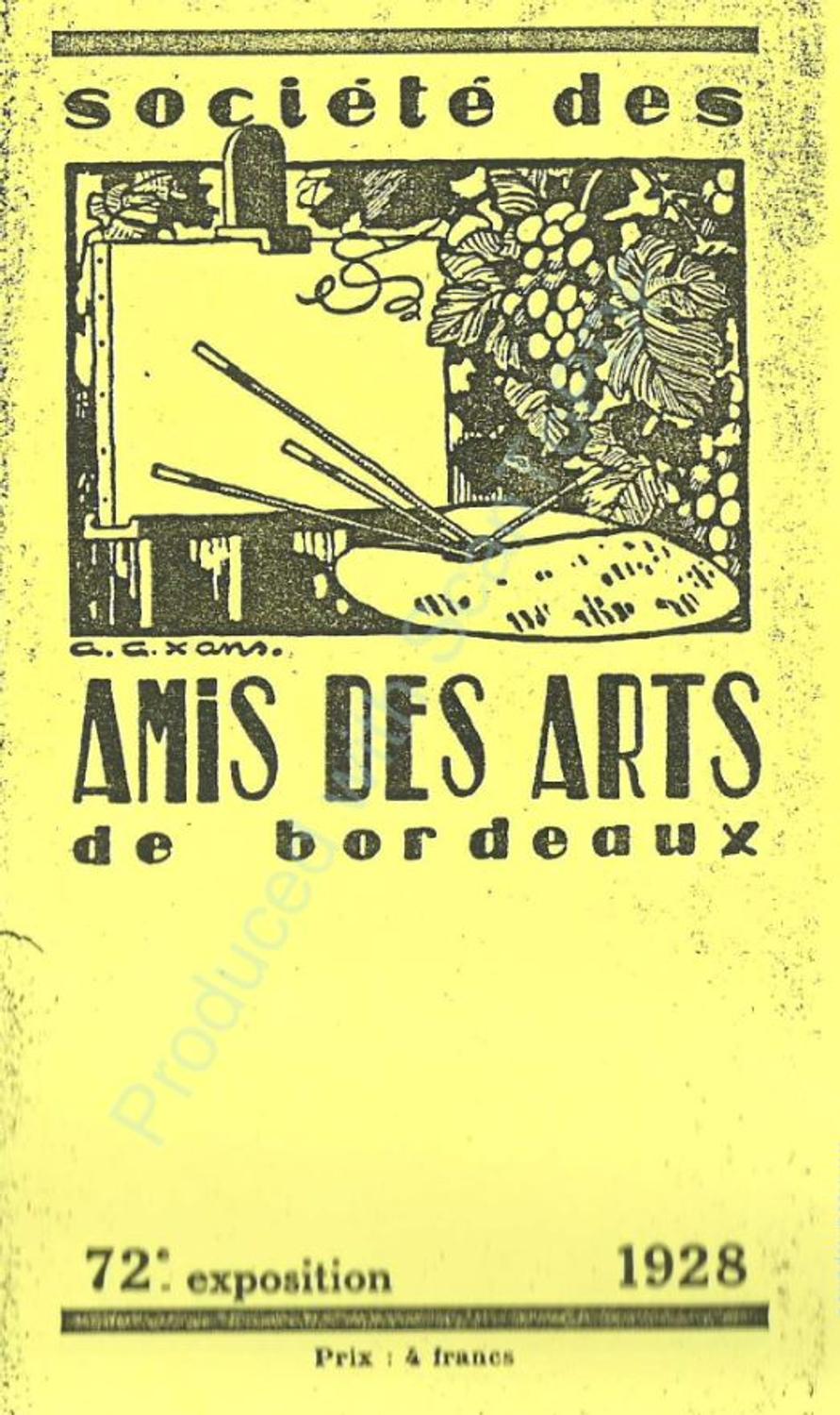 Couverture du catalogue 1928 de la Société des Amis des Arts de Bordeaux