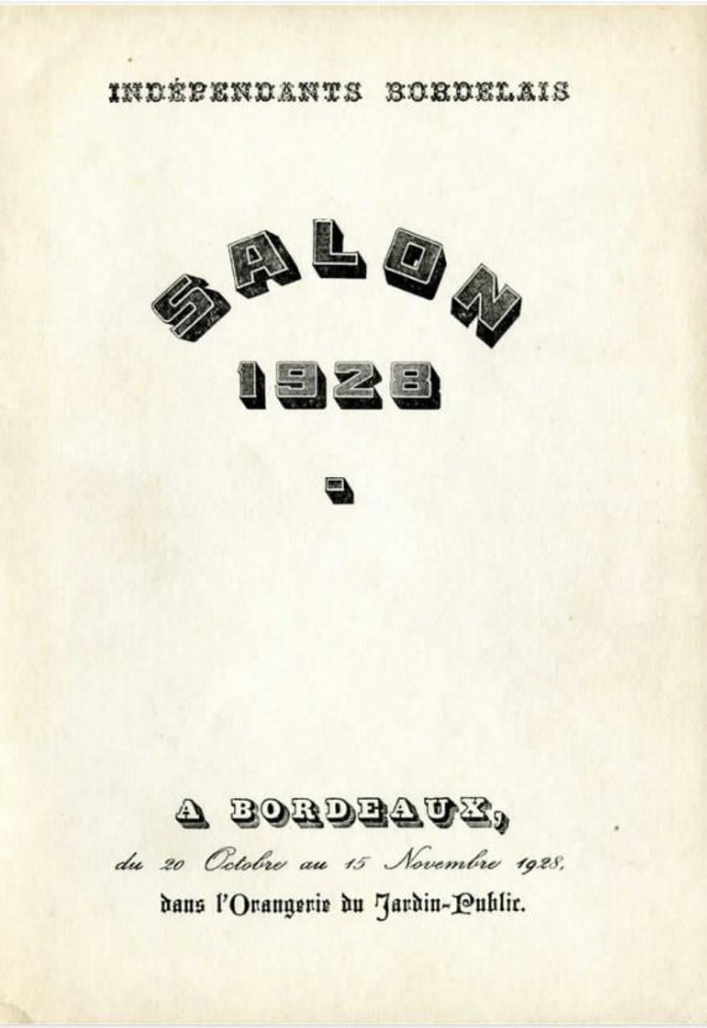 Couverture du catalogue de 1928 du Salon des Indépendants Bordelais