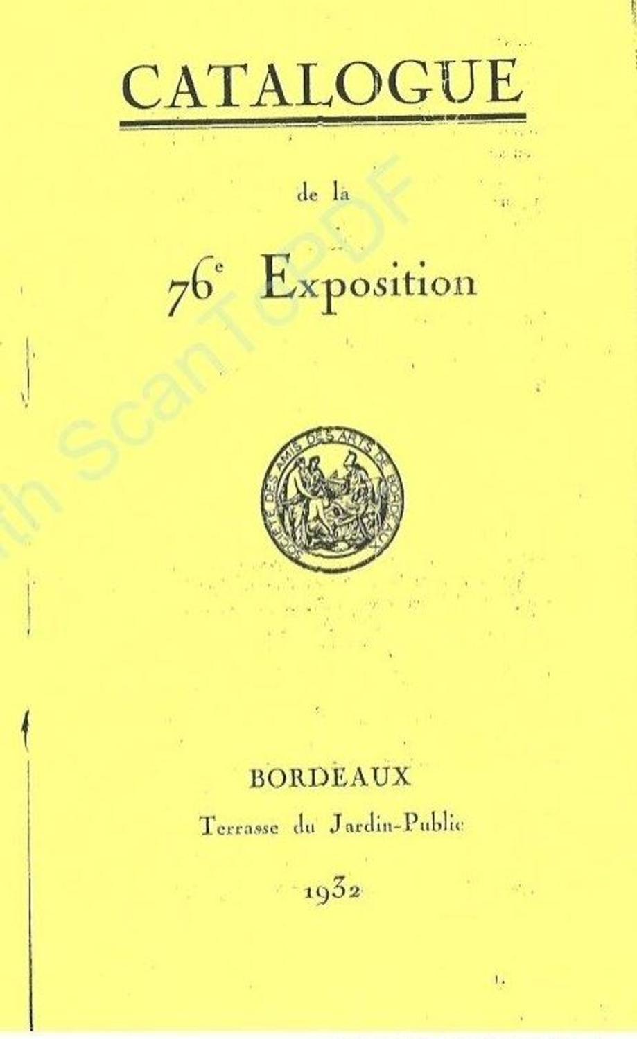 Couverture du catalogue 1932 de la Société des Amis des Arts de Bordeaux