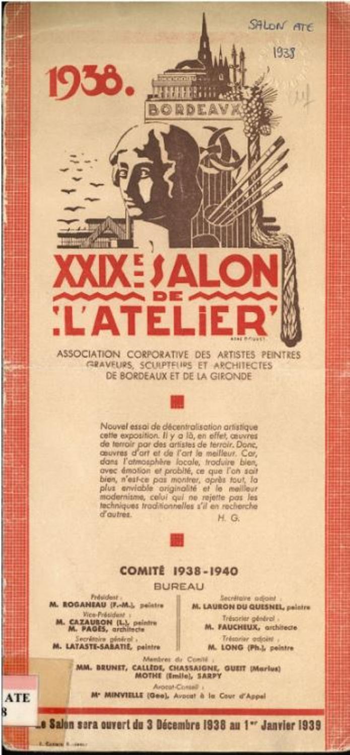 Couverture du catalogue L'Atelier 1938