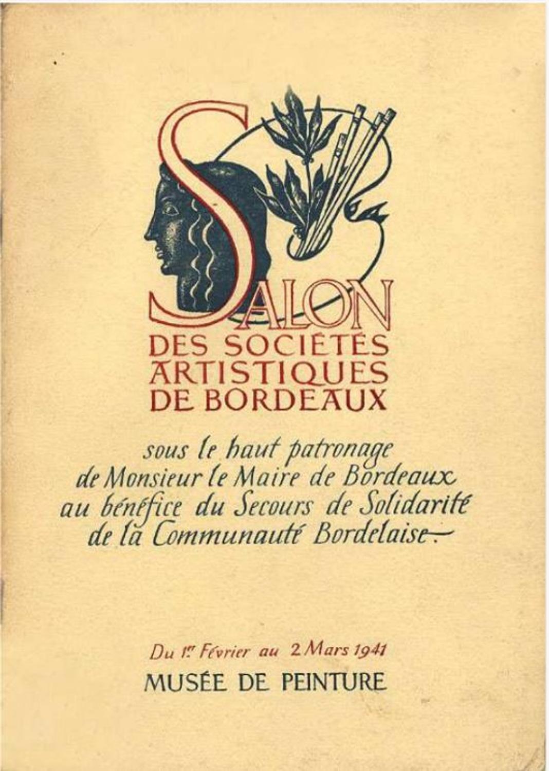 Couverture du catalogue de 1941 du Salon des Sociétés Artistiques de Bordeaux