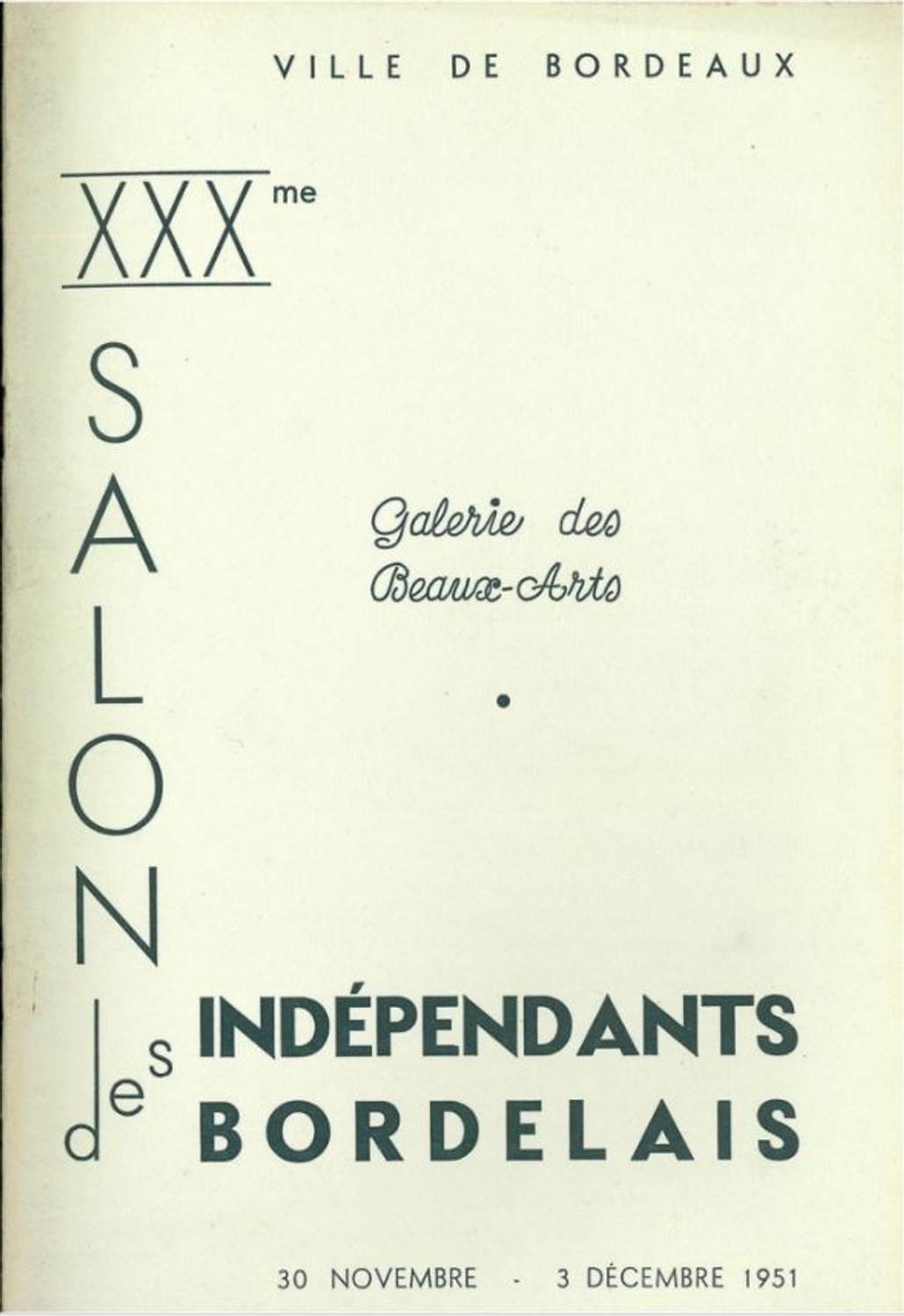 Couverture du catalogue de Salon des Indépendants Bordelais 1951