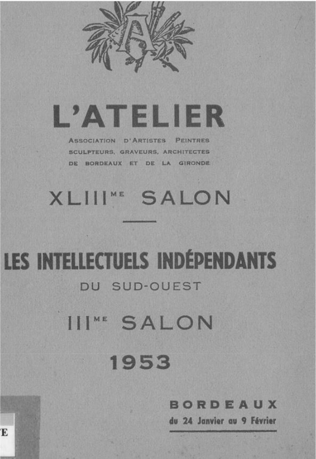 lien vers le catalogue du Salon de l'Atelier 1953