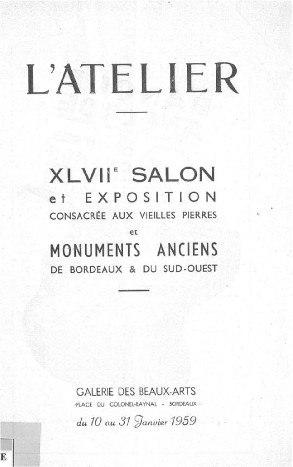 lien vers le catalogue du Salon de l'Atelier de 1959